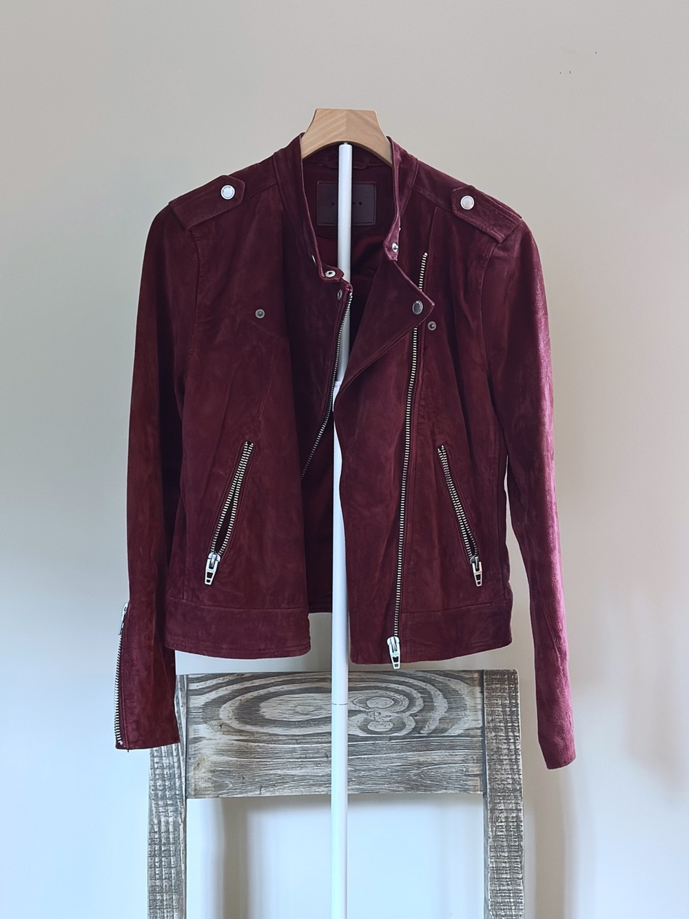 Women's Burgundy Suede Moto Jacket sizeM Brand new without tag